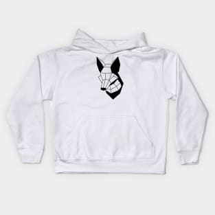 Low Poly Fox Line Black Kids Hoodie